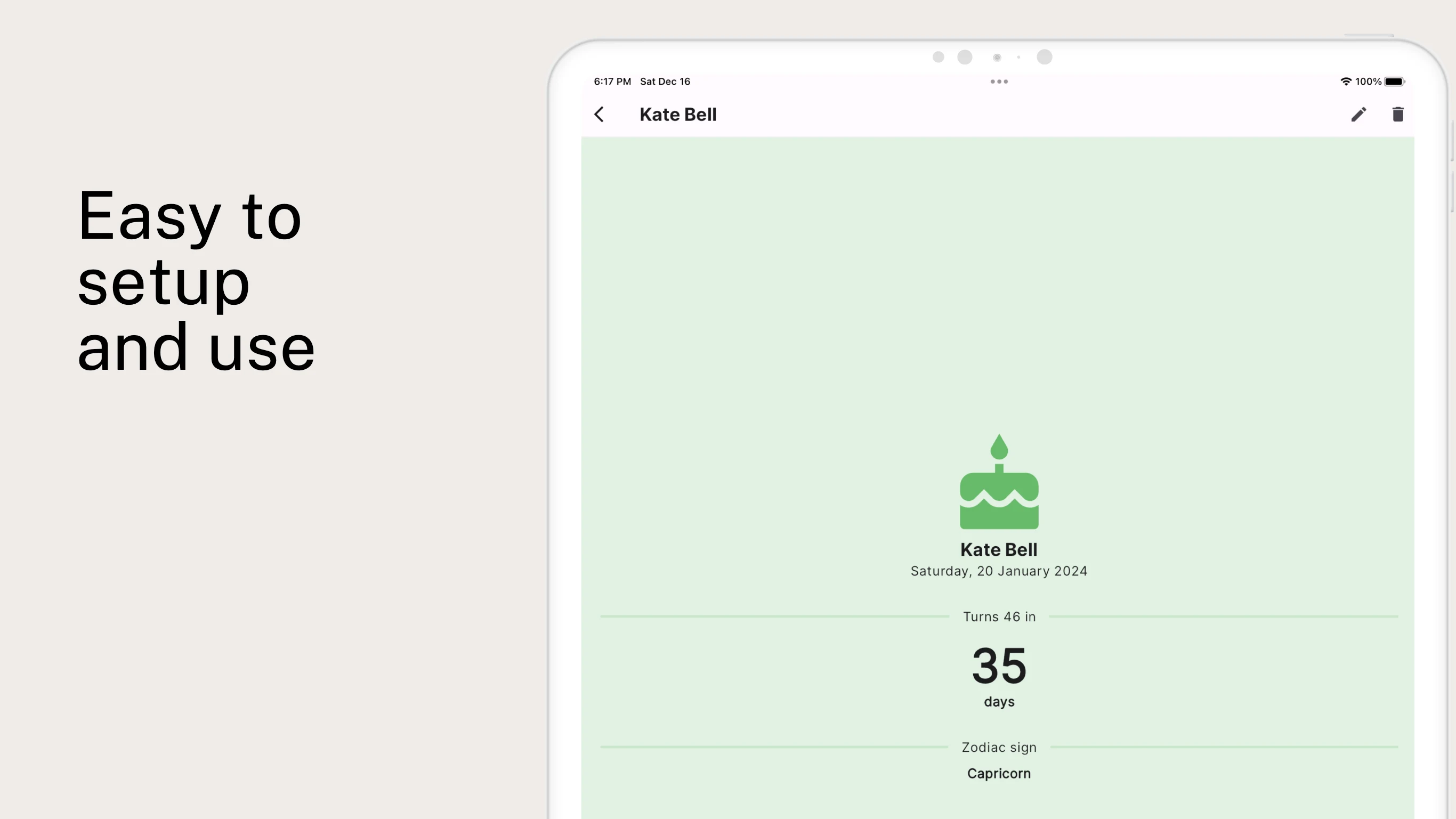 Birthday Reminder Widget screenshot