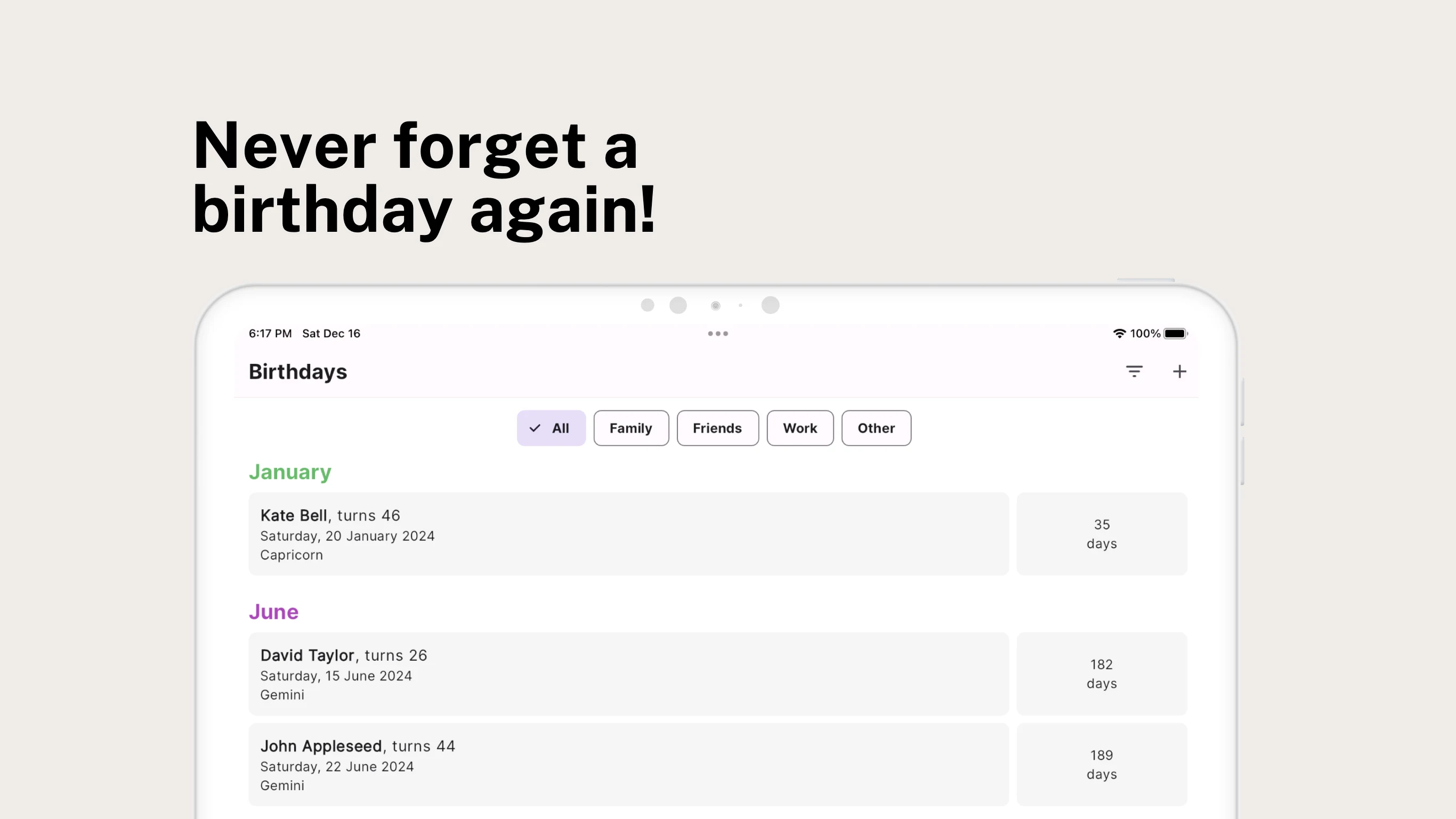 Birthday Reminder Widget screenshot